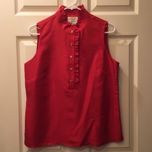Talbots Petites 💯% Silk Ruffle Sleeveless Blouse